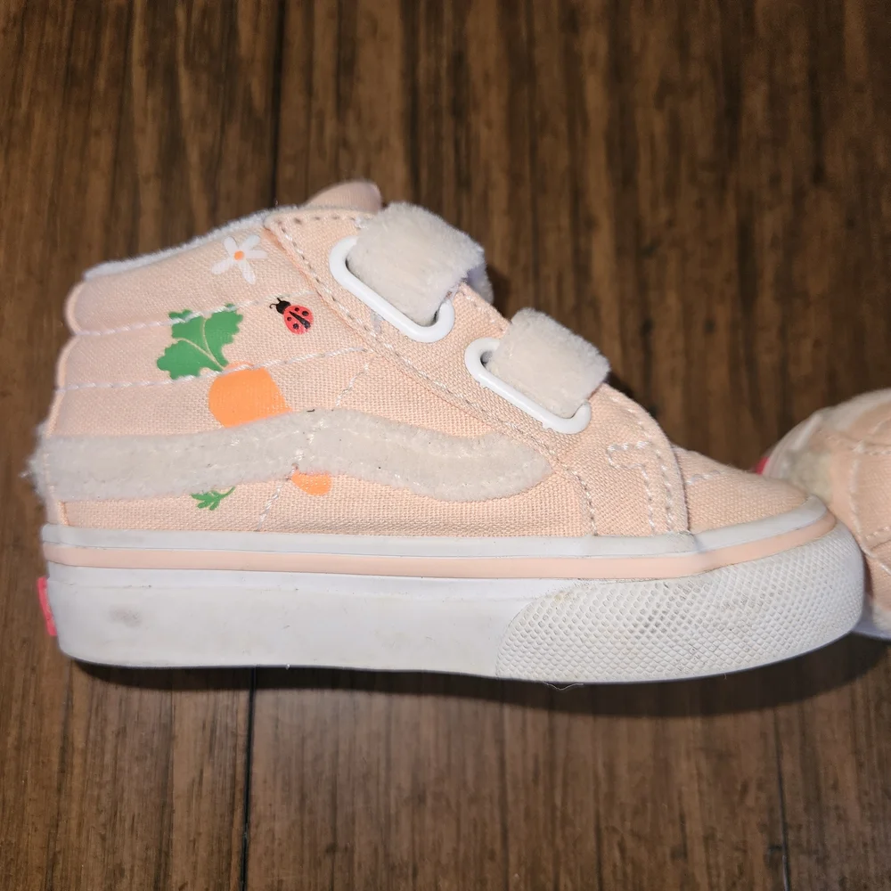 Vans Kids Peach Sneakers with Velcro Straps